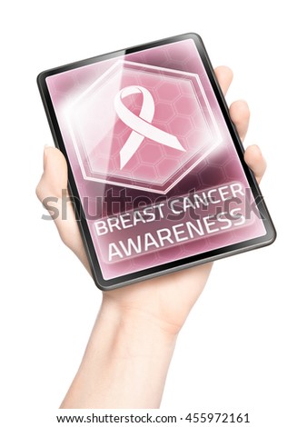 Tablet displaying warning of breast cancer