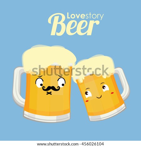 Beer vector icon. Cartoon Character. Love Story 