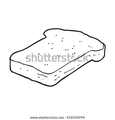 freehand drawn black and white cartoon bread slice