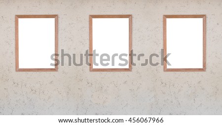 Blank frame picture on cement wall background. White board.
