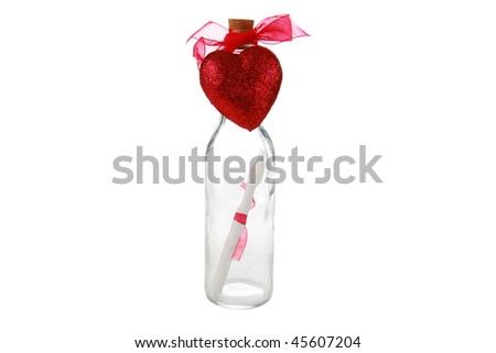 message in a bottle with a heart tied to it for valentines day