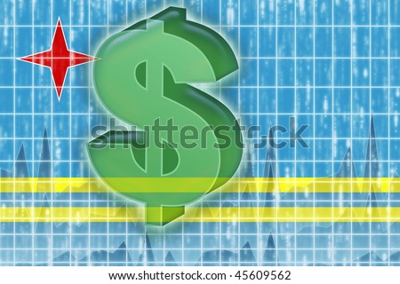 Flag of Aruba, national country symbol illustration finance economy dollar