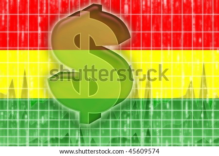 Flag of Bolivia, national country symbol illustration finance economy dollar