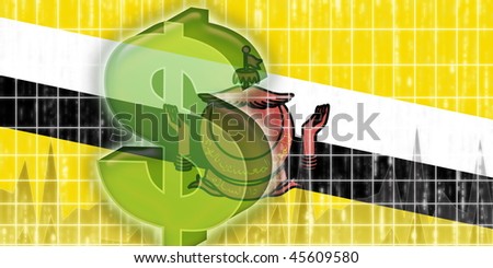 Flag of Brunei, national symbol illustration clipart finance economy dollar