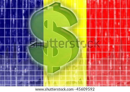 Flag of Chad, national country symbol illustration finance economy dollar