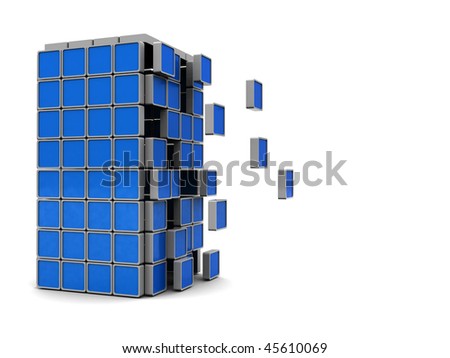 abstract 3d illustration of building construction over white background