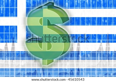 Flag of Greece, national country symbol illustration finance economy dollar
