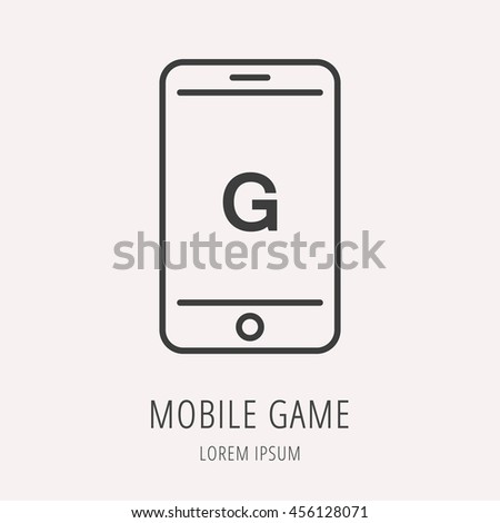 logo or label golf. Line style logotype template with mobile game. Easy to use business template. Vector abstract logo or emblem.