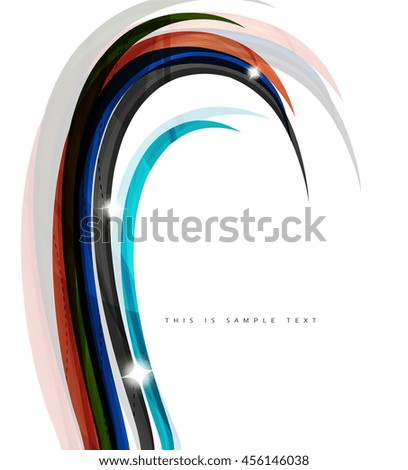 Abstract line background - color curve stripes in motion concept and with light and shadow effects. Presentation banner and business card message design template