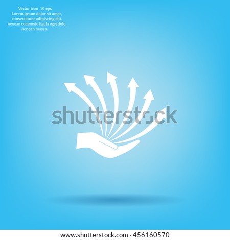 Vector growing graph icon on the hand