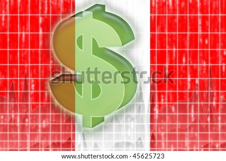 Flag of Peru, national country symbol illustration finance economy dollar