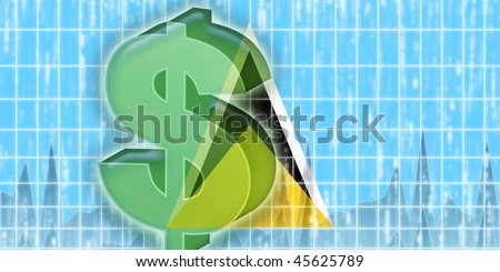 Flag of Saint Lucia, national country symbol illustration finance economy dollar