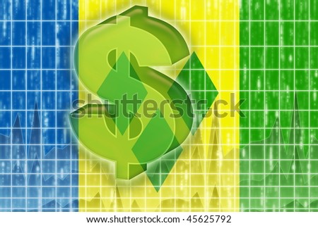 Flag of Saint Vincent and Grenadines, national country symbol illustration finance economy dollar