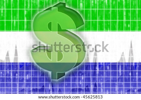 Flag of Sierra Leone, national country symbol illustration finance economy dollar