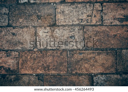 Old brick,brick flooring,vintage picture style,in thailand