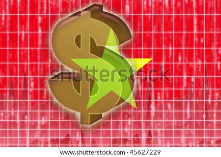 Flag of Vietnam, national country symbol illustration finance economy dollar