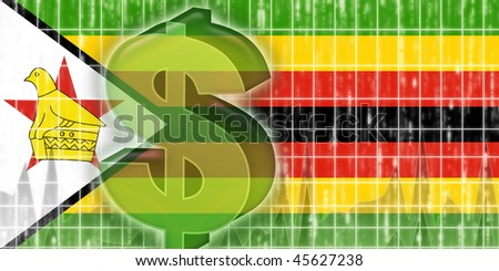 Flag of Zimbabwe, national country symbol illustration finance economy dollar