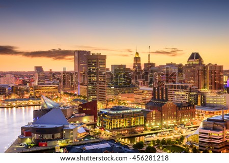 Baltimore, Maryland, USA downtown skyline.