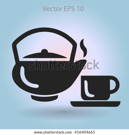 Flat a black hot teapot icon. Vector