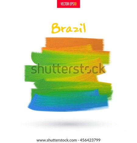 Brazil. Abstract texture, acrylic or oil paint on canvas. Handmade. For the sport concept or promotional printed products. Colorful palette the artist's rough brush strokes.