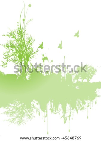 Green background with tree
