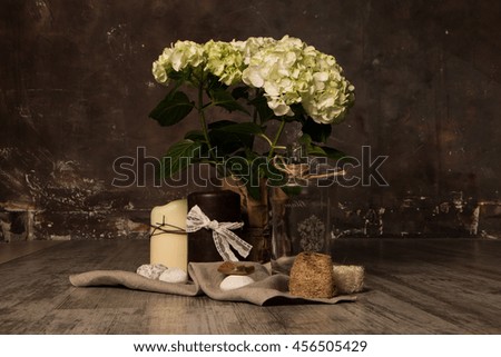 still life with flowers and candles