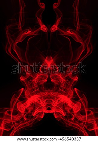 abstract art, red smoke on black background, darkness concept