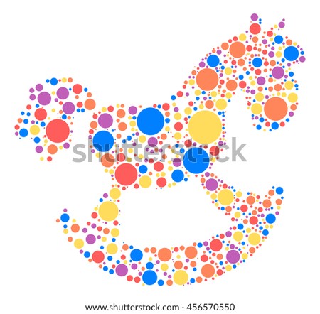 Rocking Horse shape vector design by color point