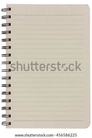 Open book note on white background