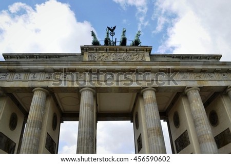 view of the brandenburg gate against the blue sky Berlin Germany