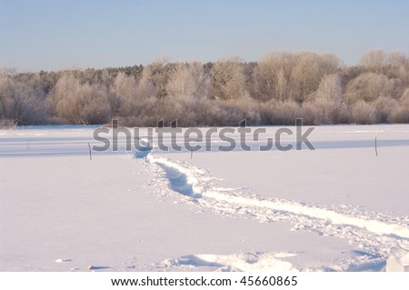 frozen lake beneath the ice