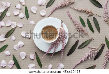 a beautiful still life of coffee, Listyev and colors
