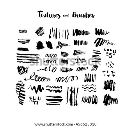 Set of hand drawn scribble textures
Collection of brush strokes, abstract elements, ink stains
Vector set of  background texture, points, lines, strokes