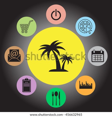 palm tropical tree icon (silhouette). vector illustration 