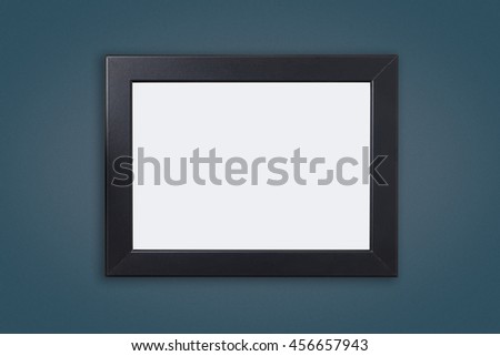 Blank Black Photo frame on Blue navy wall