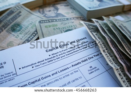 Gains & Losses Tax Form Stock Photo High Quality 