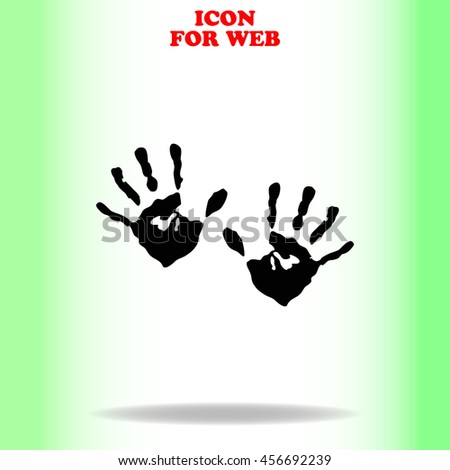 Hands print web icon. Black illustration on white background