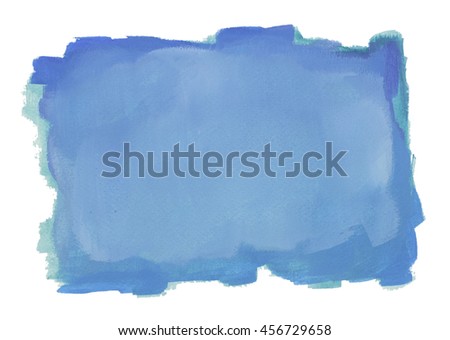 Blue Water Color Background With Copy Space Isolated on White.