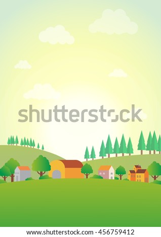 country home landscape vector illustration