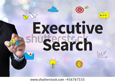 Executive Search  and Businessman drawing Landing Page on white background