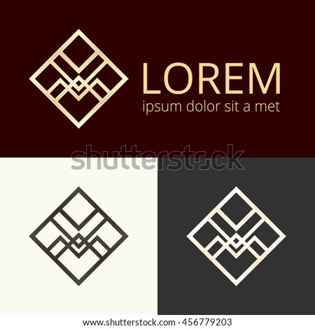 Vector logotype. Vector luxury geometric logo. Jewelry identity concept. Noble gradient sign.