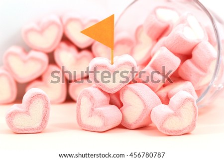 sweet heart marshmallow on pink background