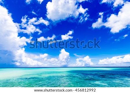 Sea, sky, clouds, landscape. Okinawa, Japan, Asia.