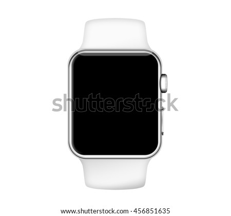 Isolated white band silver aluminum case smart watch on white background Royalty-Free Stock Photo #456851635