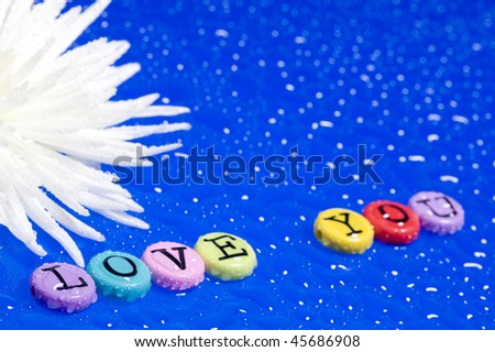 Background from valentine?s day. White flower and Love
