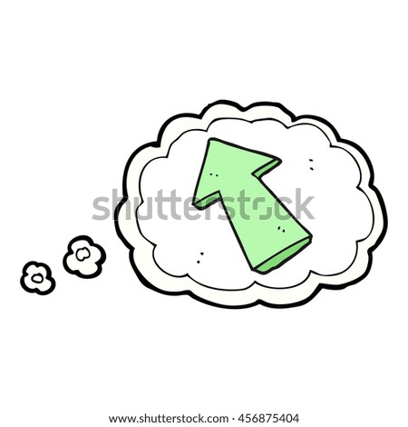 freehand drawn thought bubble cartoon pointing arrow