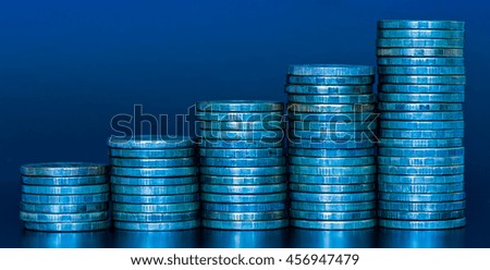 Stacks of 10 rubles coins