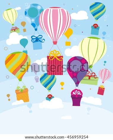Vector illustration with gifts from the sky               