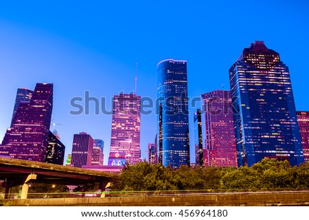 A view of downtown Houston in a early morning