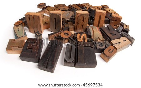 Love and Words written among wooden typescript letters